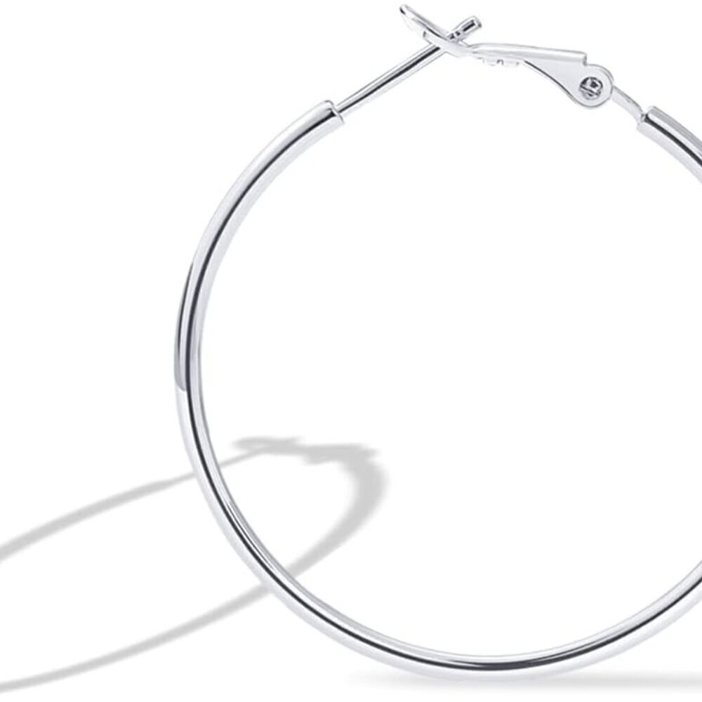 Sterling Silver 14K Gold Plated Hoop Earrings 40mm Lightweigh for Women
